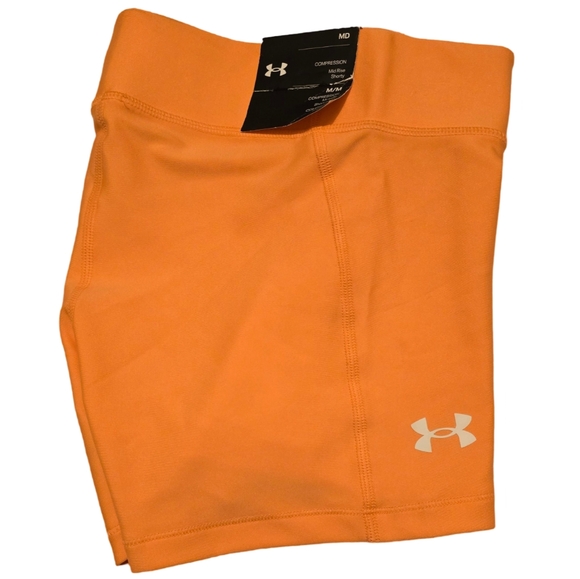 Under Armour Women's HeatGear Mid Rise Shorty Orange Size Med. NWT - Picture 3 of 4